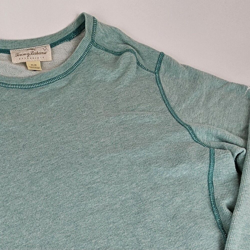 Tommy Bahama Reversible Fit Men's M Sweatshirt Aqua Blue Cotton Crewneck
